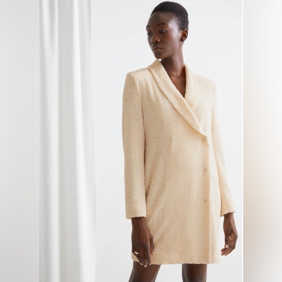 & Other Stories Cream Sequin Double Breasted Blazer Dress Size 8 - Picture 2 of 8